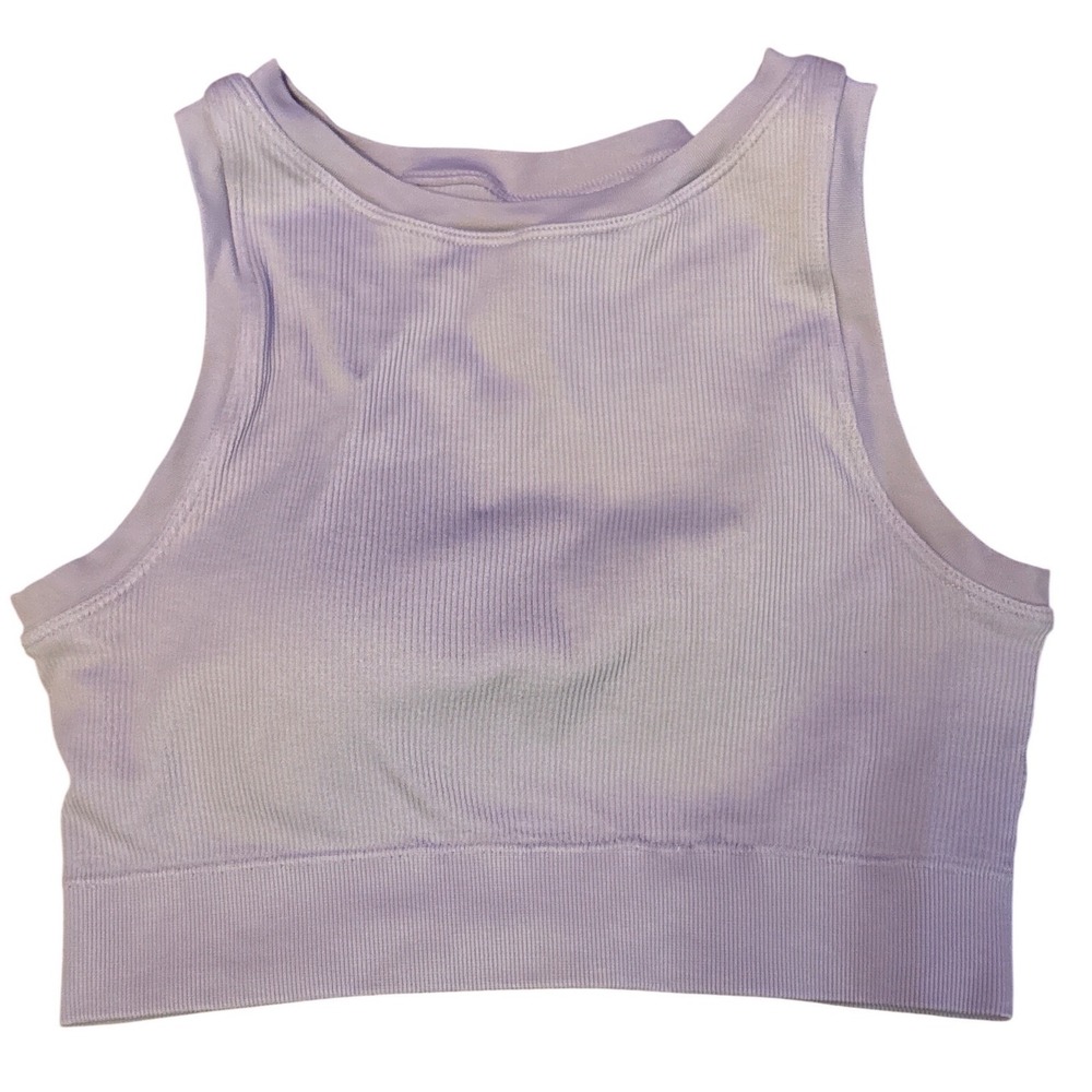 Pro Fit Women's Lilac Ribbed‎ Padded Crop Tank Sports Bra Medium